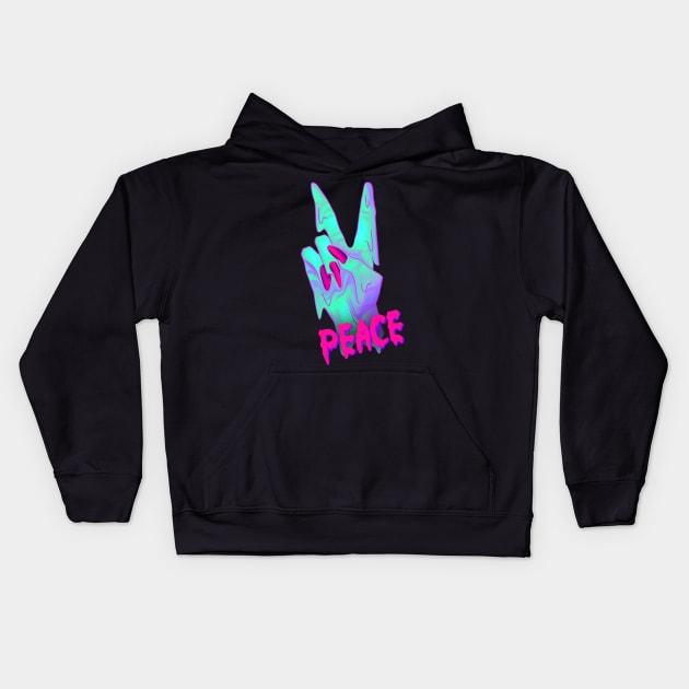 cyberpunk peace sign Kids Hoodie by acatalepsys 